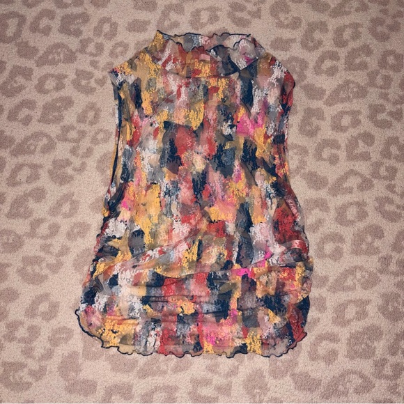 Free people nice try sheer muscle tank MED retro y2k artsy streetwear mesh L - Picture 4 of 6